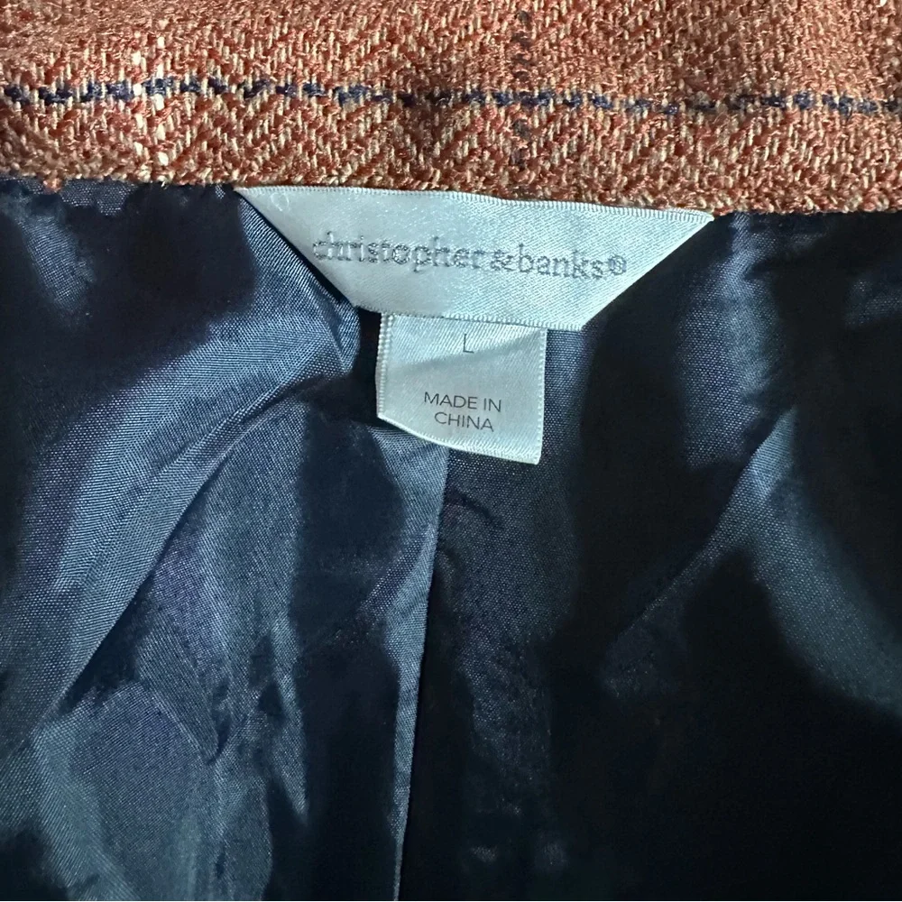 Vintage Funnel Neck Cropped Brown Plaid Jacket Coat - Picture 8 of 10
